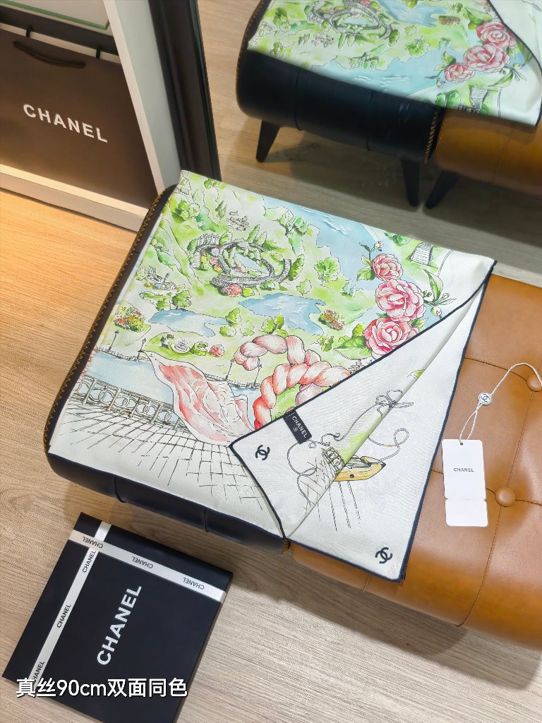 Chanel Double-Sided Silk Scarf-228