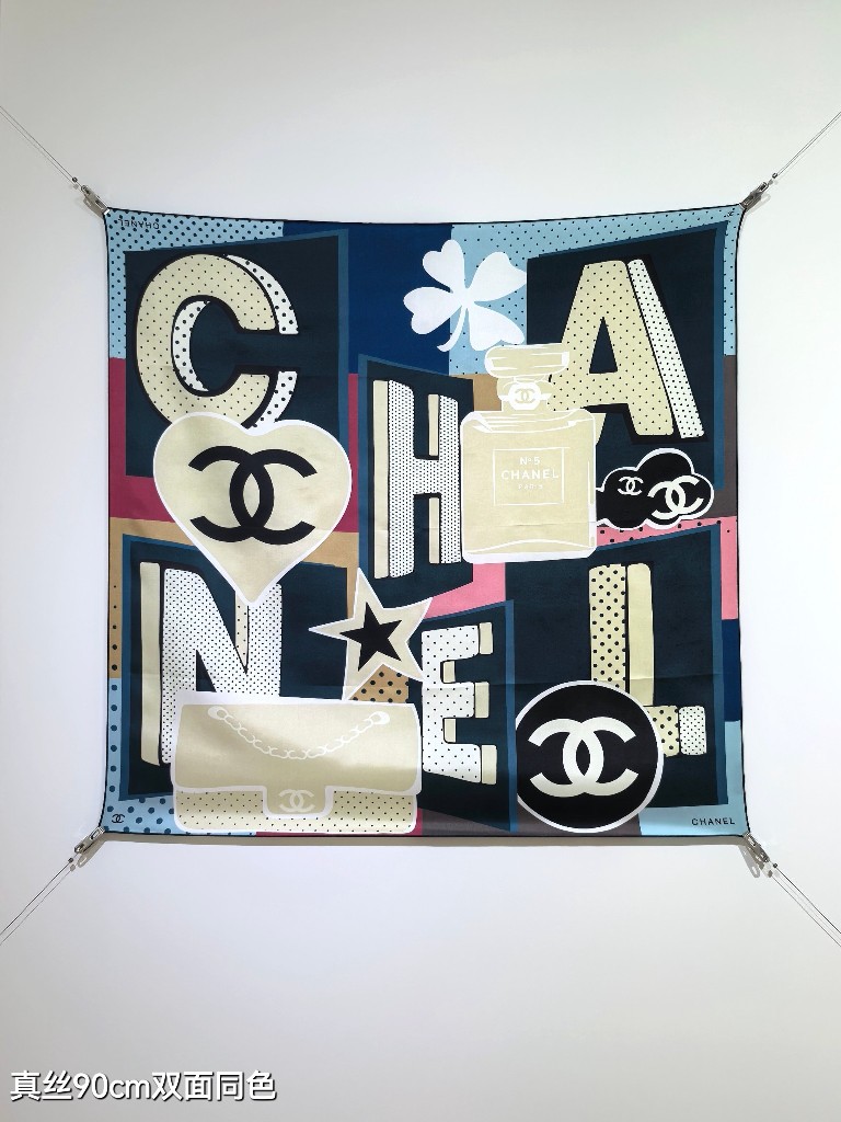Chanel Double-Sided Silk Scarf-185