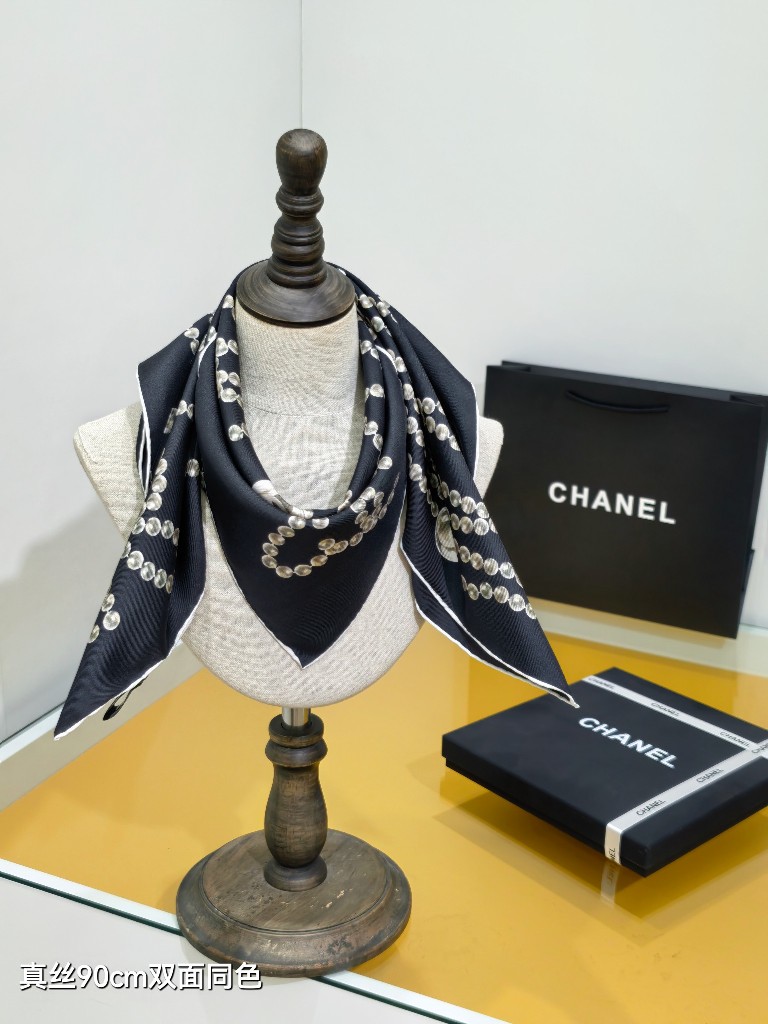 Chanel Double-Sided Silk Scarf-159