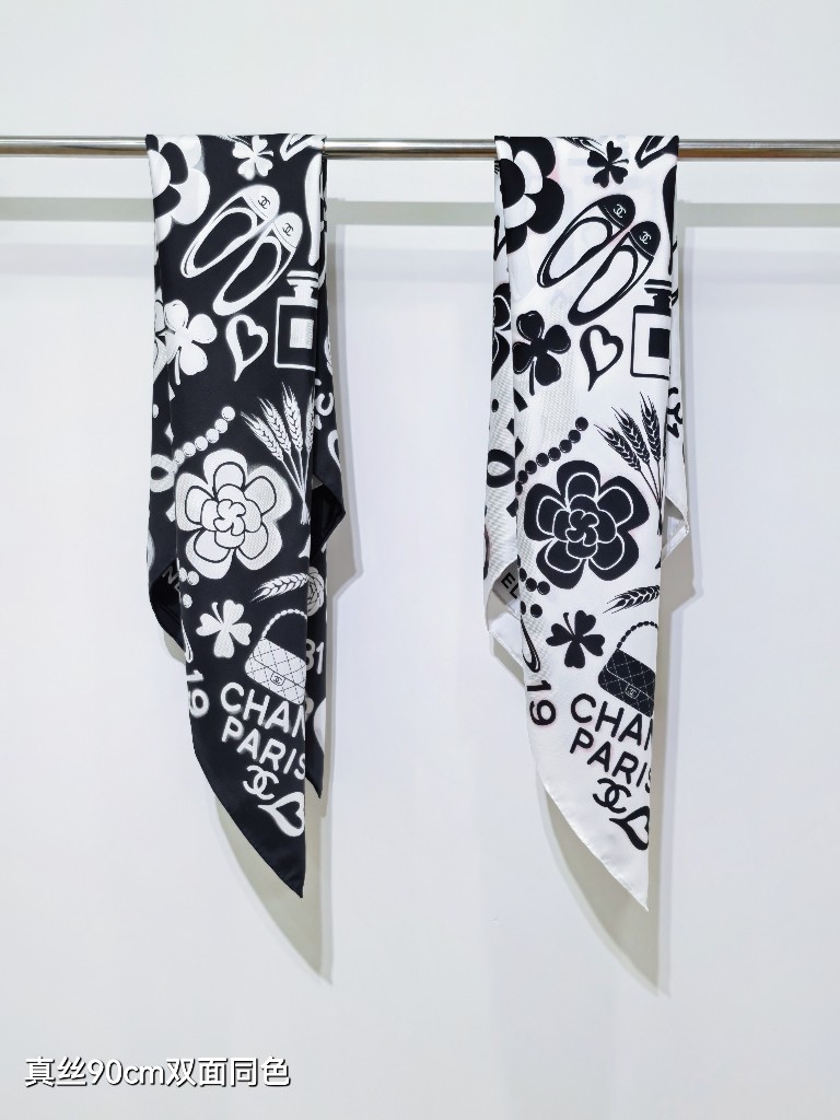 Chanel Double-Sided Silk Scarf-144