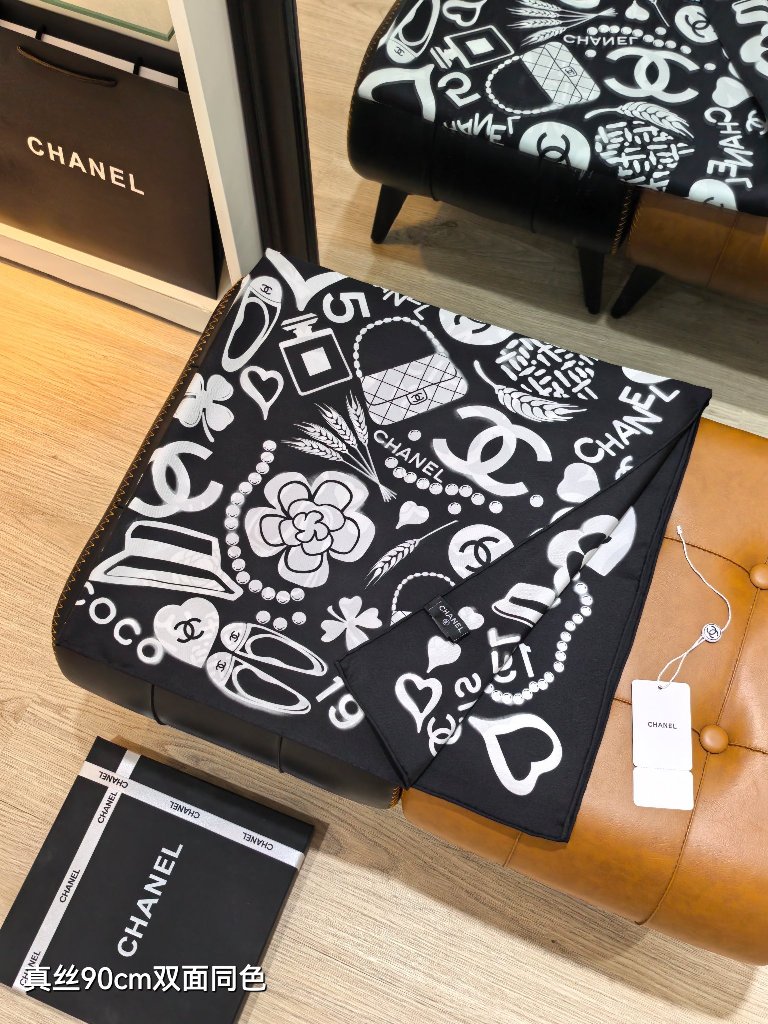Chanel Double-Sided Silk Scarf-142