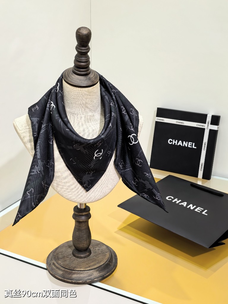 Chanel Double-Sided Silk Scarf-136