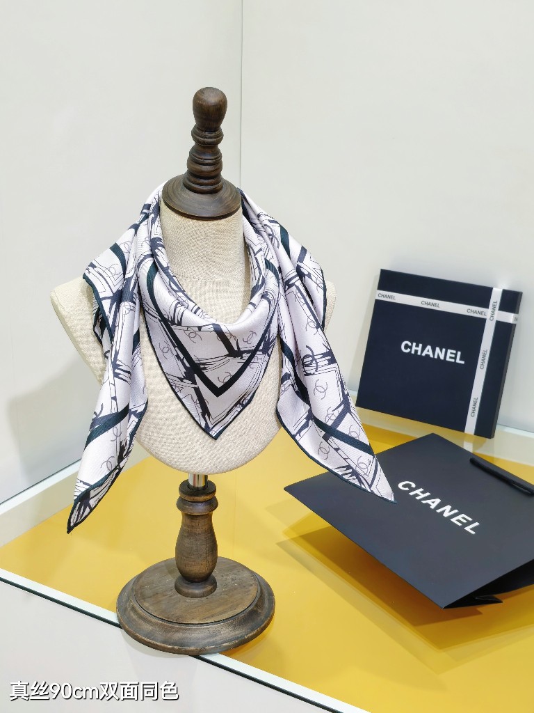 Chanel Double-Sided Silk Scarf-133
