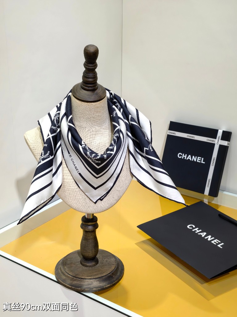 Chanel Double-Sided Silk Scarf-130