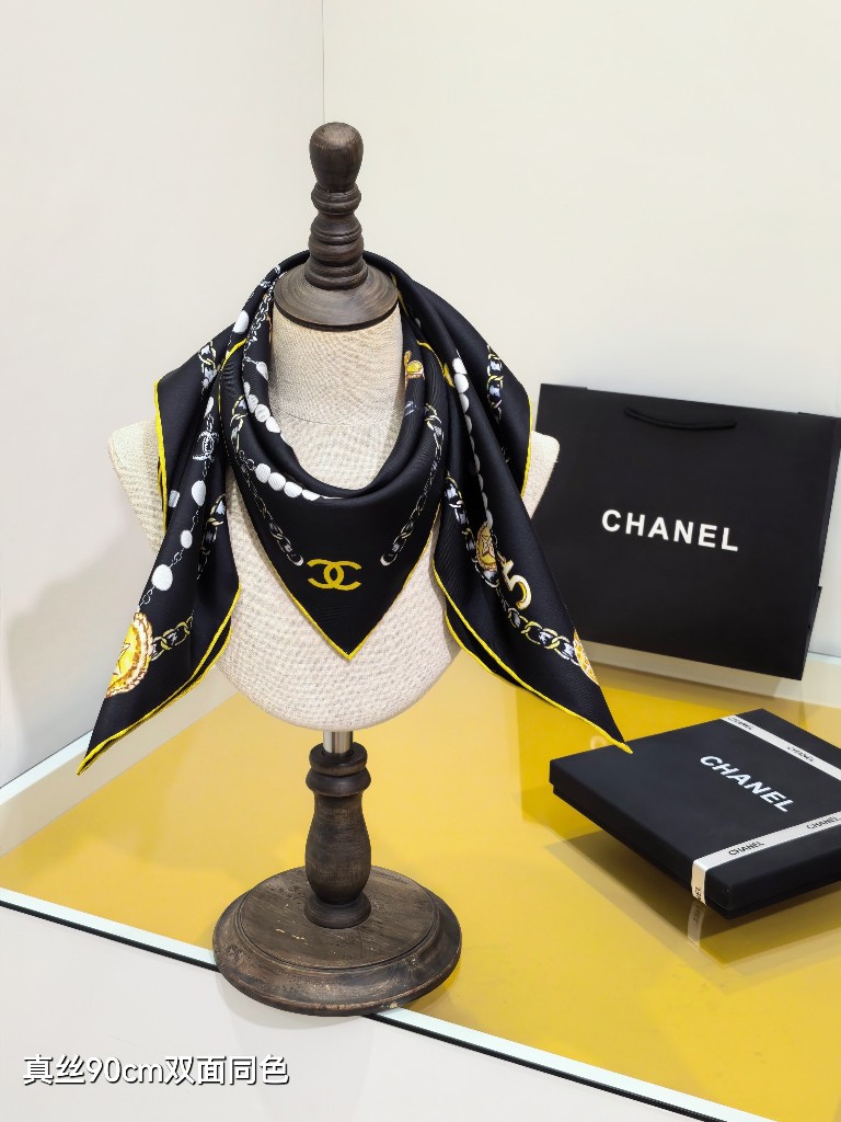 Chanel Double-Sided Silk Scarf-123
