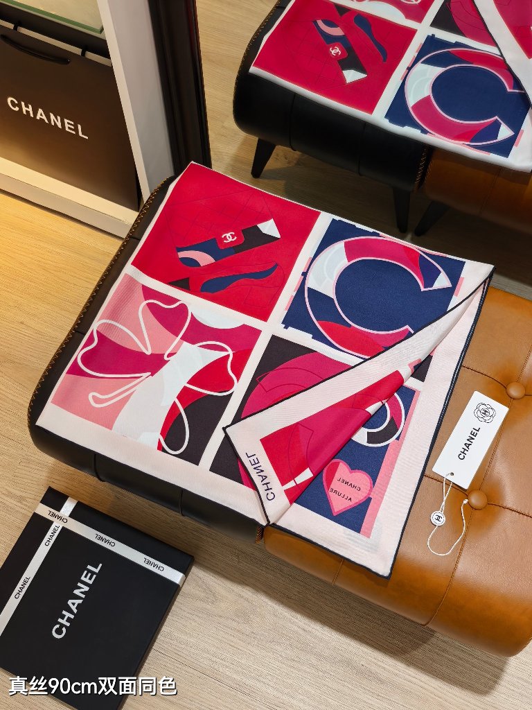 Chanel Double-Sided Silk Scarf-099