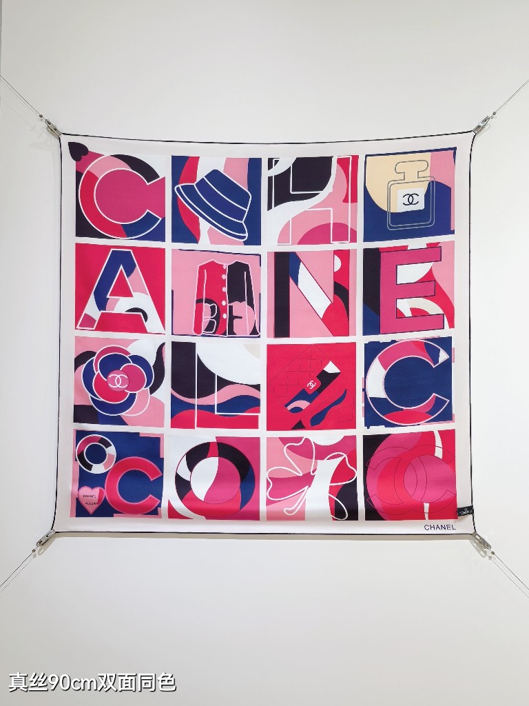 Chanel Double-Sided Silk Scarf-098