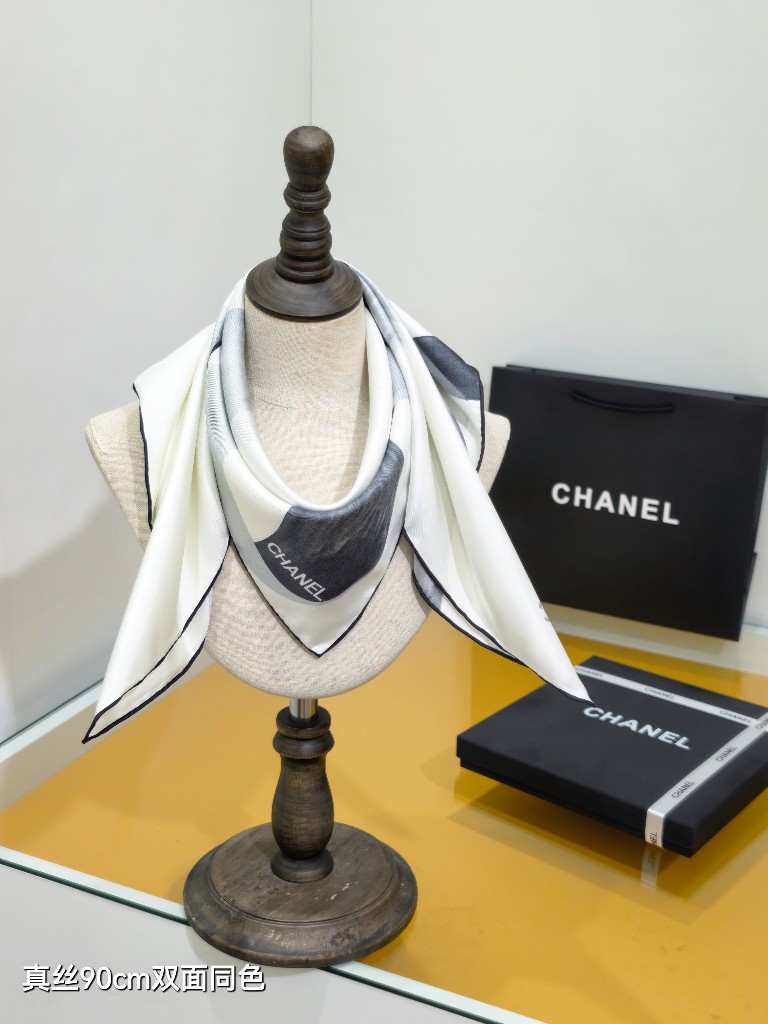 Chanel Double-Sided Silk Scarf-093