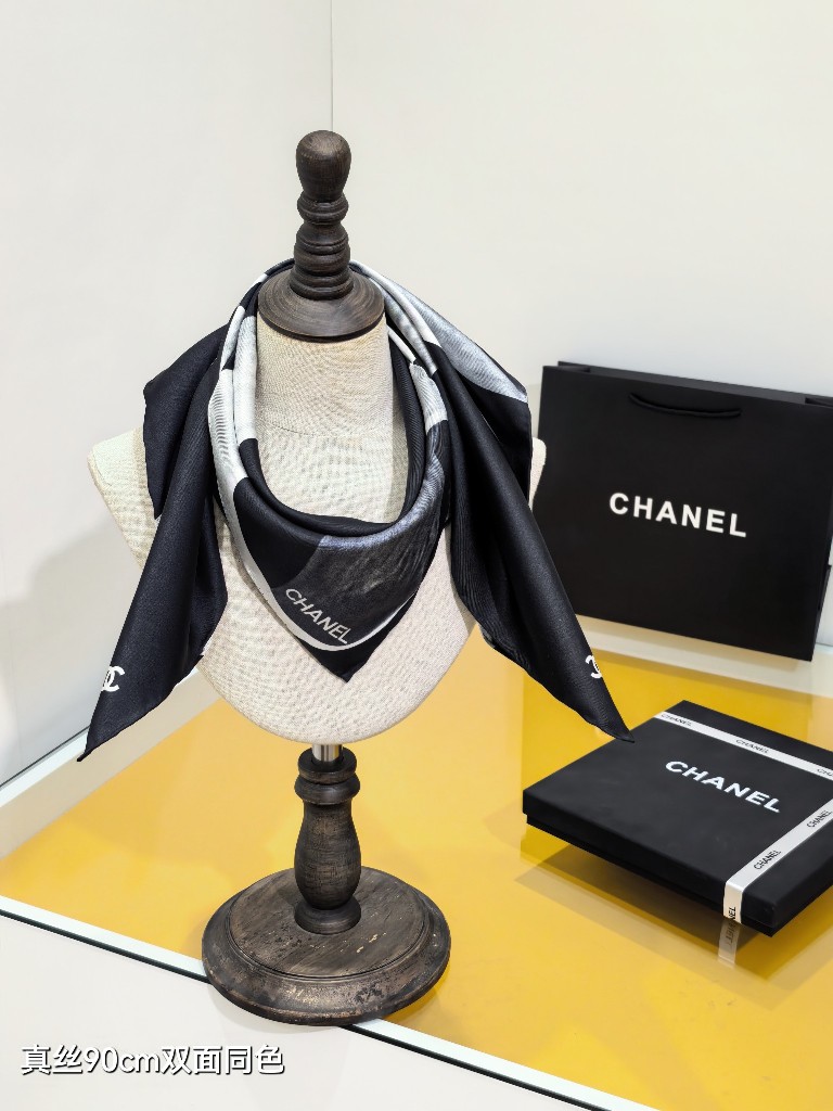 Chanel Double-Sided Silk Scarf-090