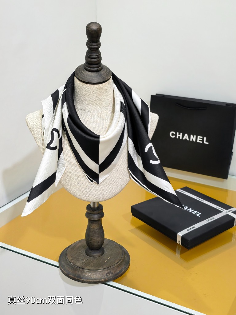 Chanel Double-Sided Silk Scarf-087