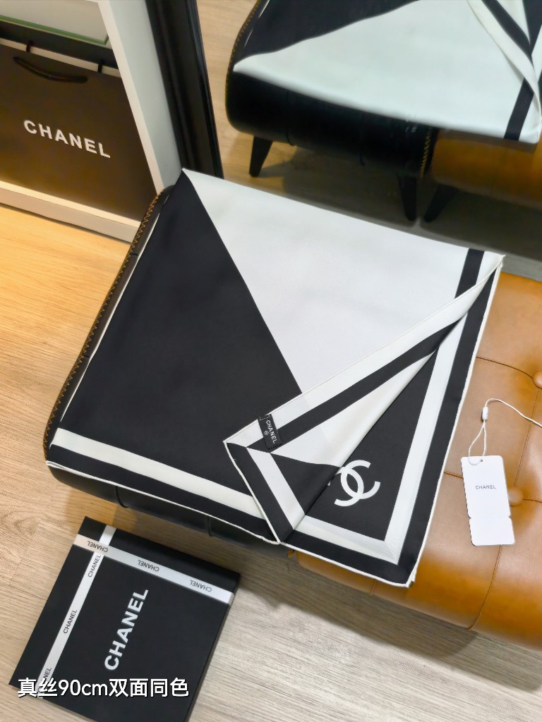Chanel Double-Sided Silk Scarf-086