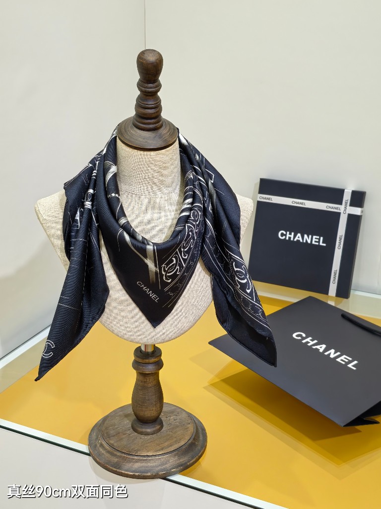 Chanel Double-Sided Silk Scarf-084