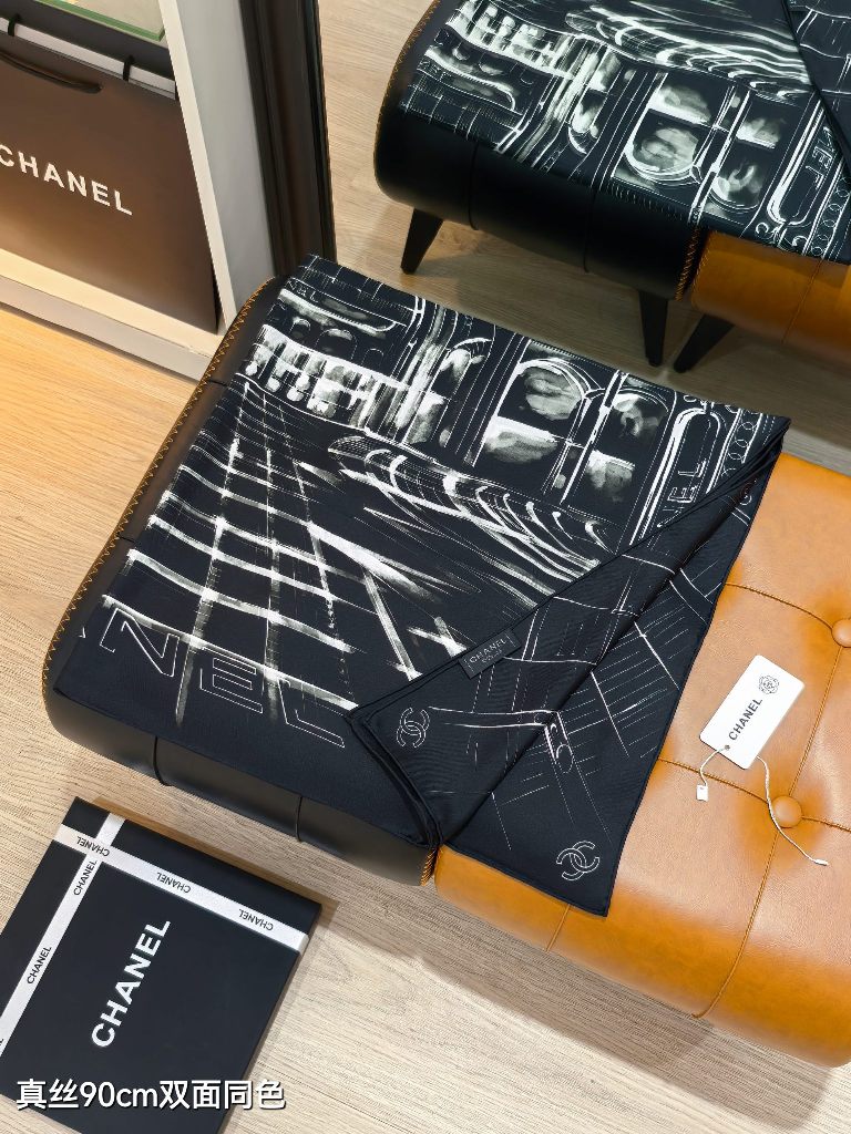 Chanel Double-Sided Silk Scarf-083