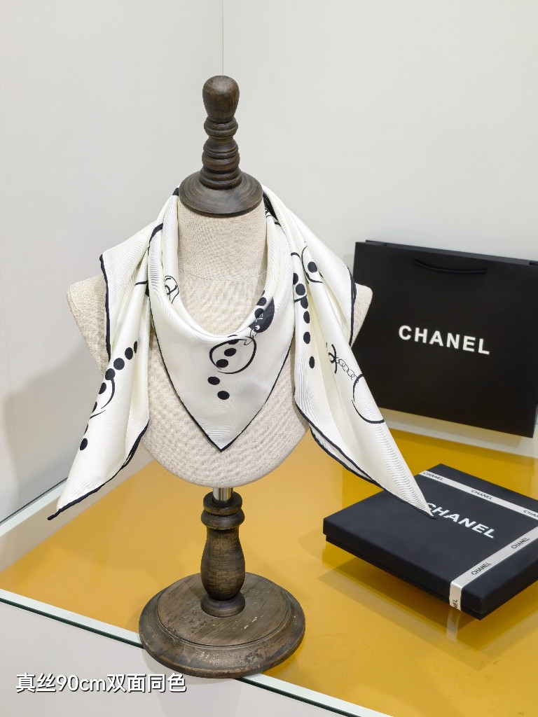 Chanel Double-Sided Silk Scarf-080