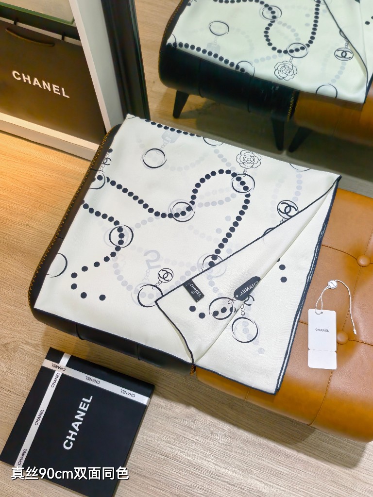 Chanel Double-Sided Silk Scarf-079