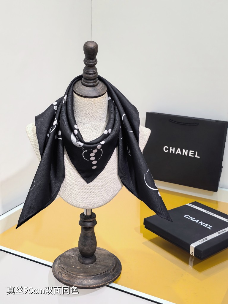 Chanel Double-Sided Silk Scarf-077
