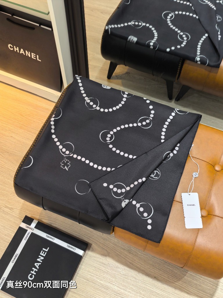 Chanel Double-Sided Silk Scarf-076
