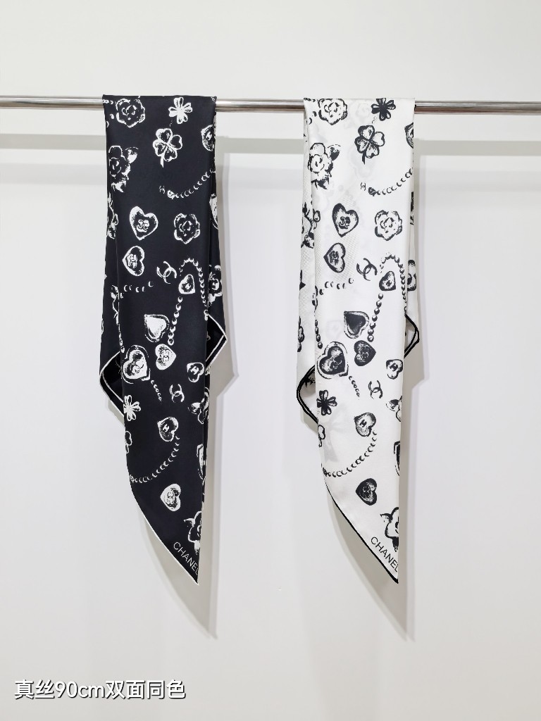 Chanel Double-Sided Silk Scarf-074