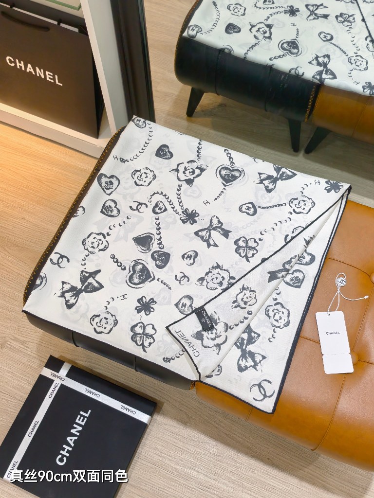 Chanel Double-Sided Silk Scarf-072
