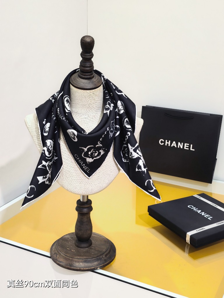 Chanel Double-Sided Silk Scarf-070