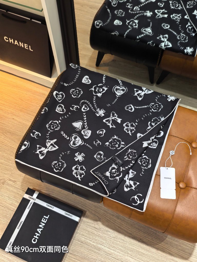 Chanel Double-Sided Silk Scarf-069