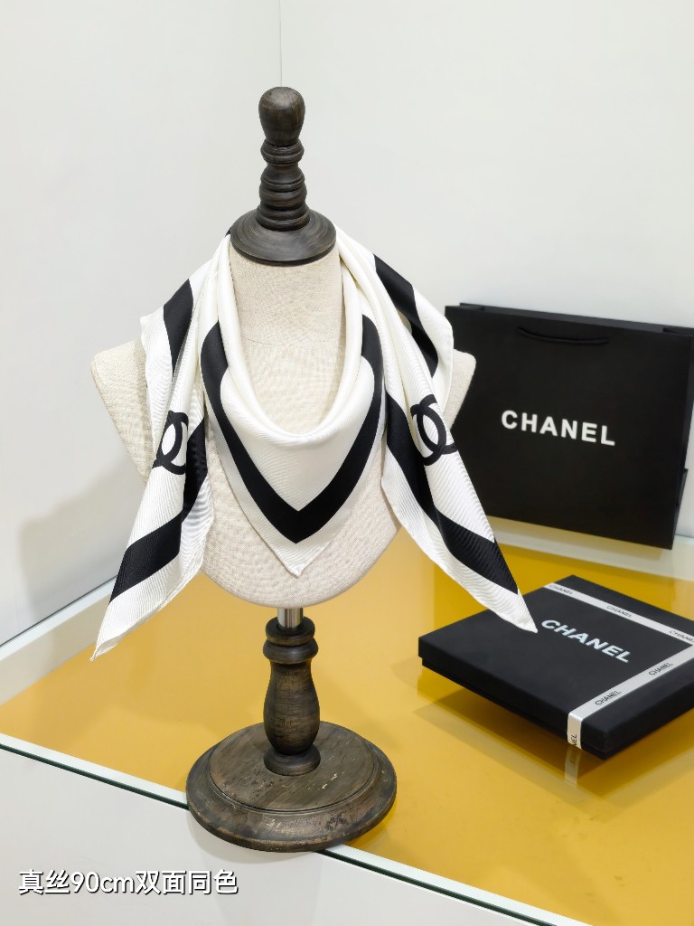 Chanel Double-Sided Silk Scarf-066