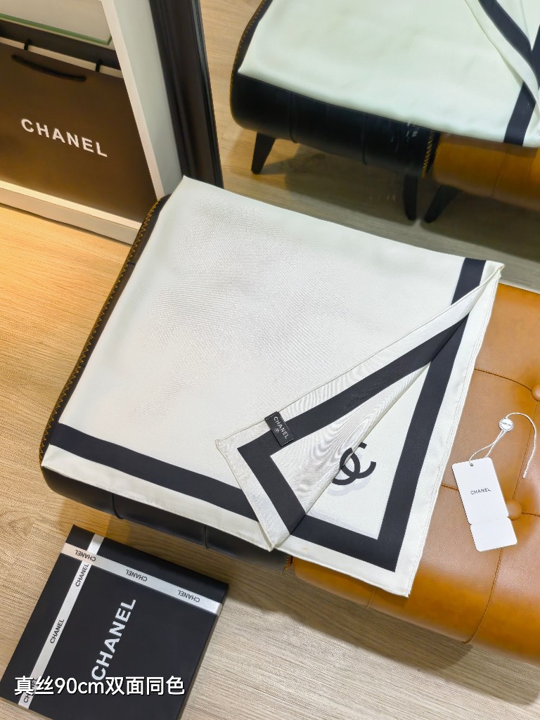 Chanel Double-Sided Silk Scarf-065
