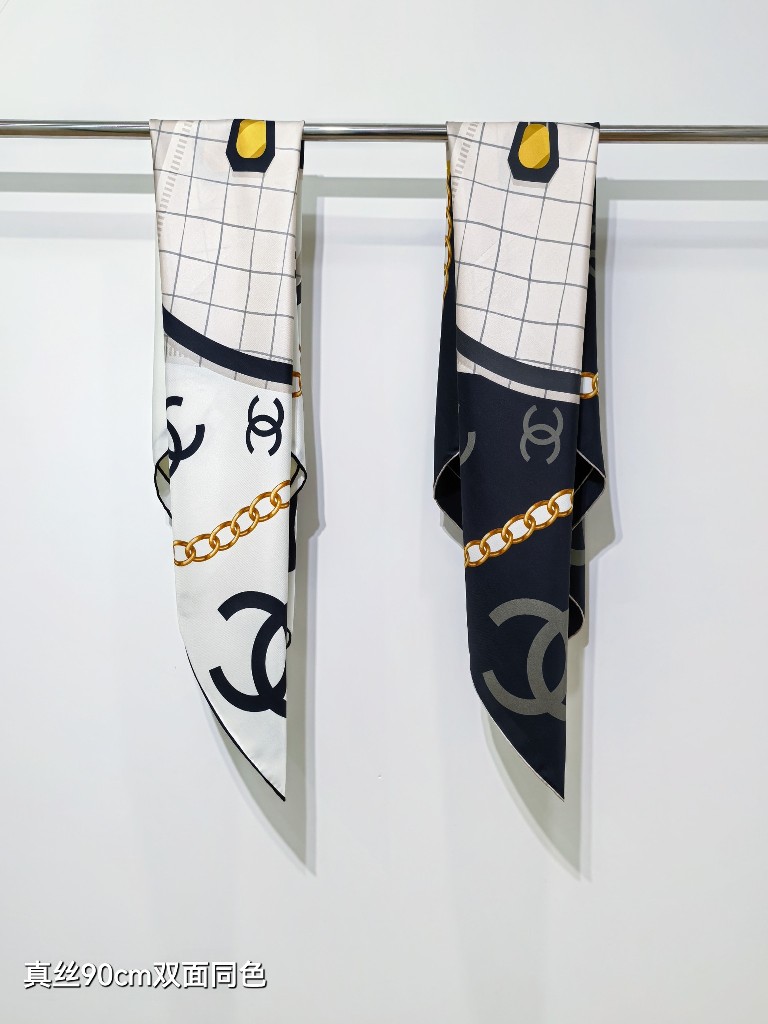 Chanel Double-Sided Silk Scarf-060