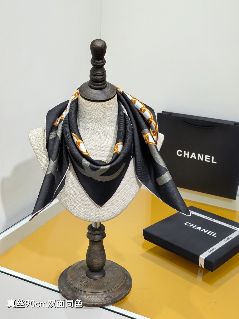 Chanel Double-Sided Silk Scarf-059