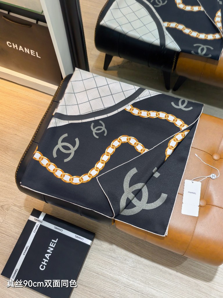 Chanel Double-Sided Silk Scarf-058