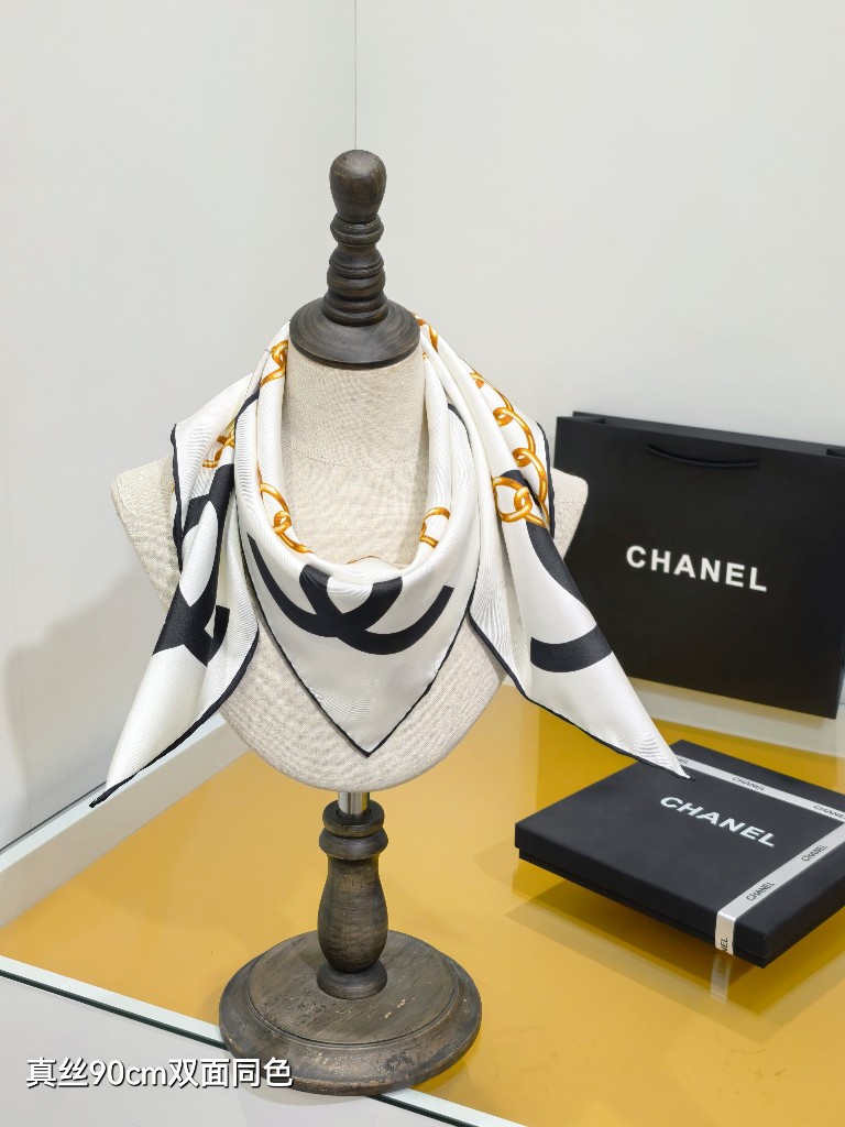 Chanel Double-Sided Silk Scarf-056
