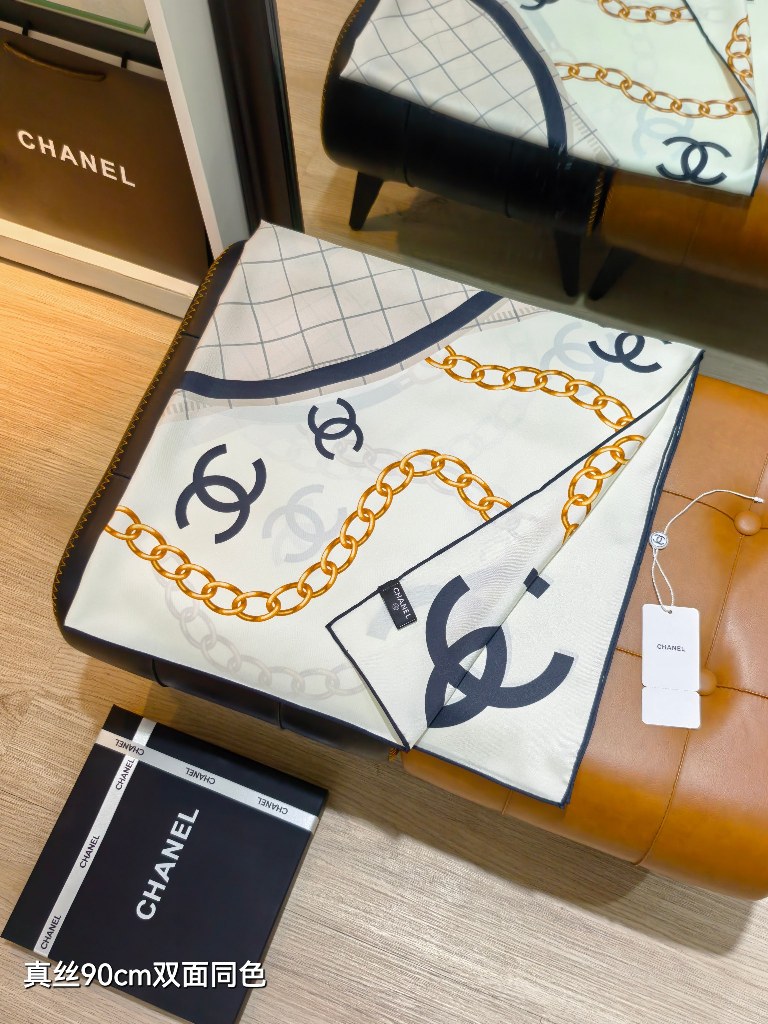 Chanel Double-Sided Silk Scarf-055
