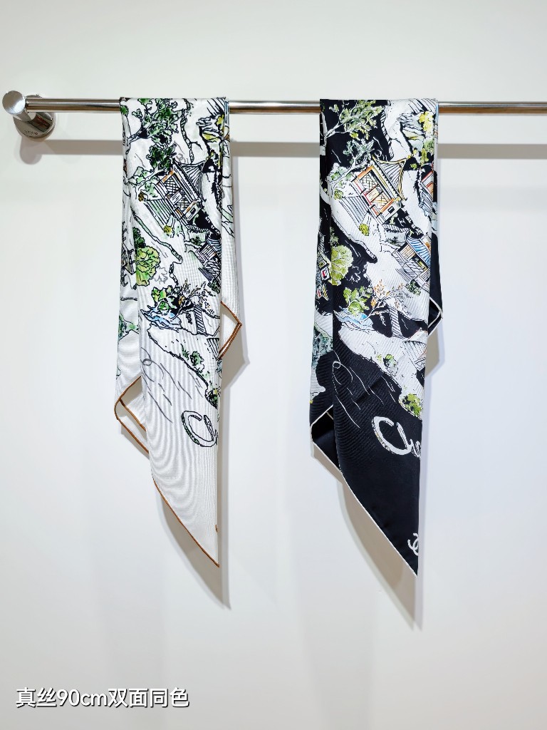 Chanel Double-Sided Silk Scarf-053