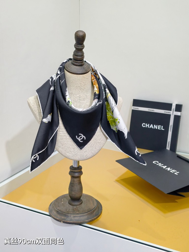 Chanel Double-Sided Silk Scarf-052