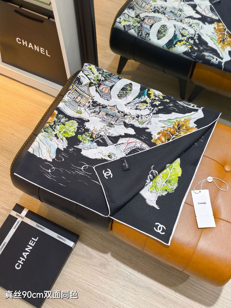 Chanel Double-Sided Silk Scarf-051