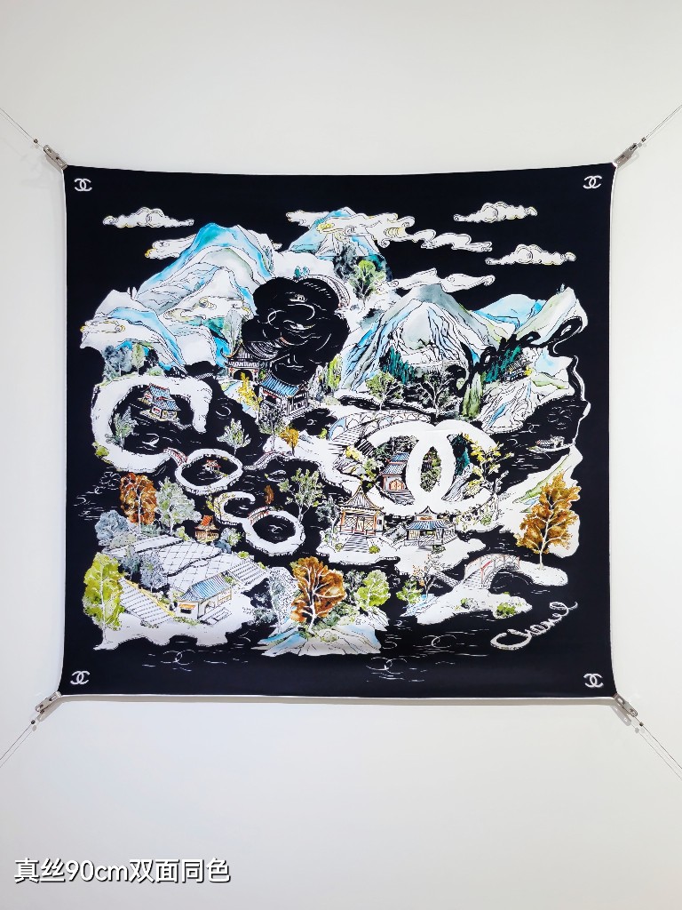 Chanel Double-Sided Silk Scarf-050