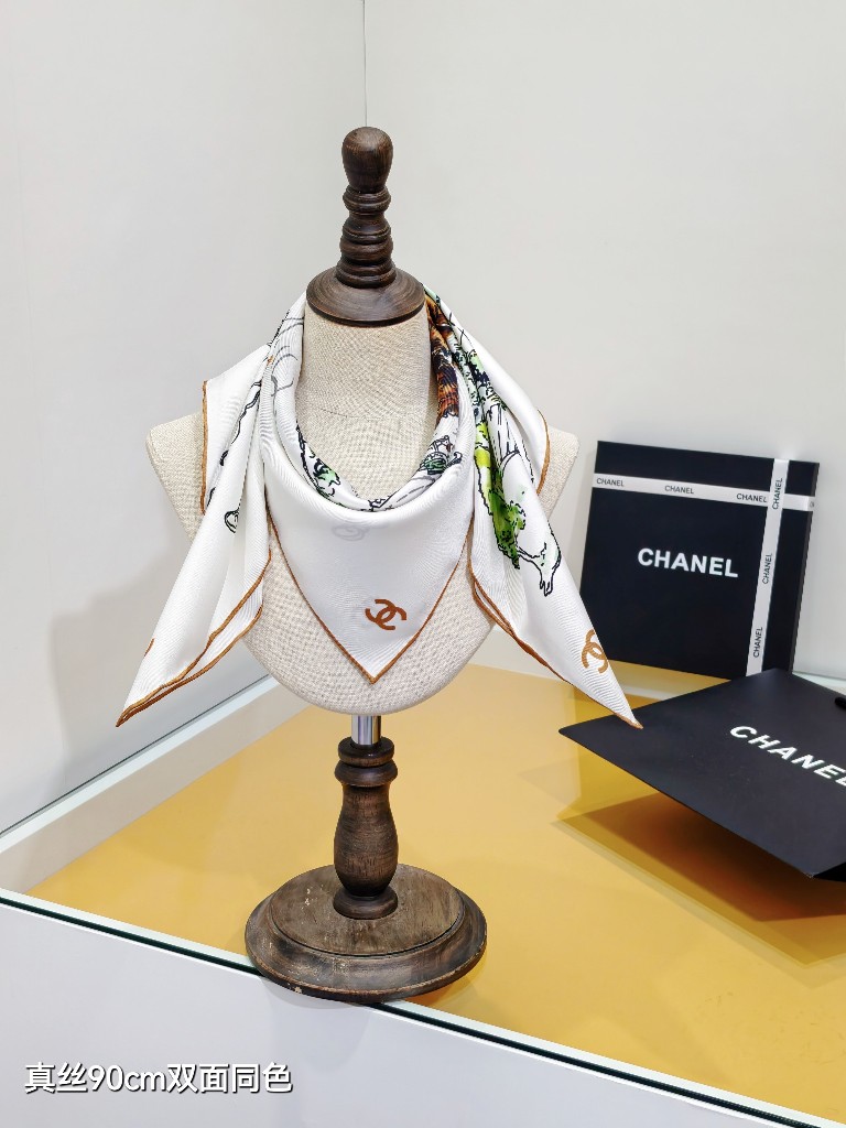 Chanel Double-Sided Silk Scarf-049