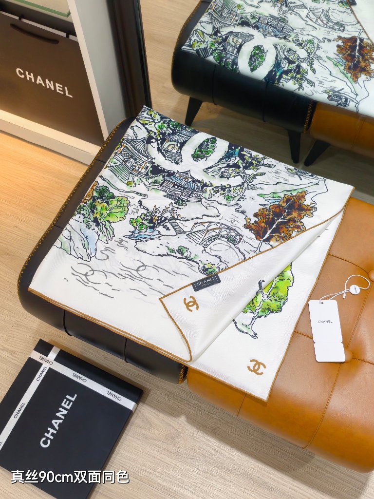 Chanel Double-Sided Silk Scarf-048