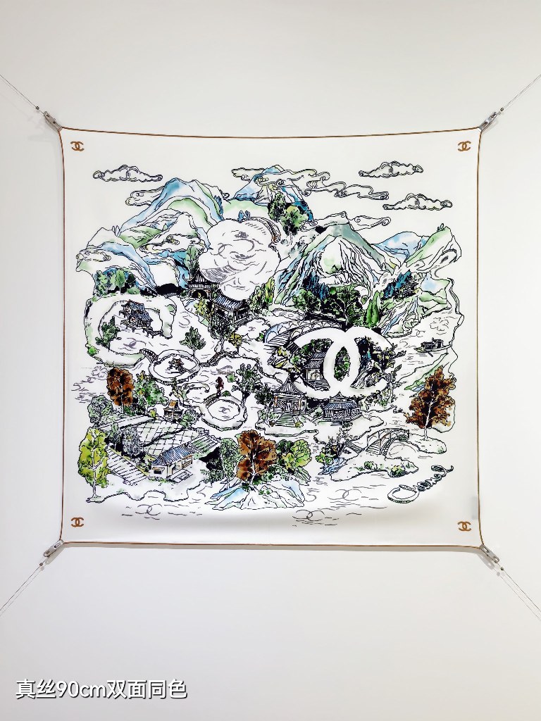 Chanel Double-Sided Silk Scarf-047
