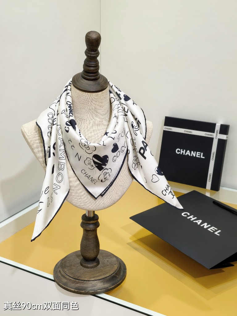 Chanel Double-Sided Silk Scarf-046
