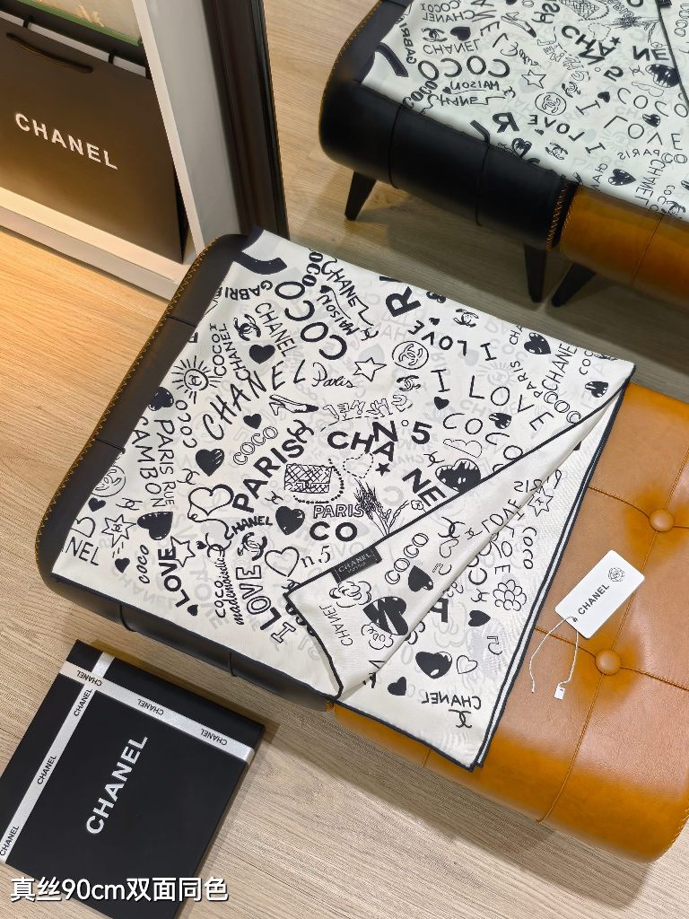 Chanel Double-Sided Silk Scarf-045