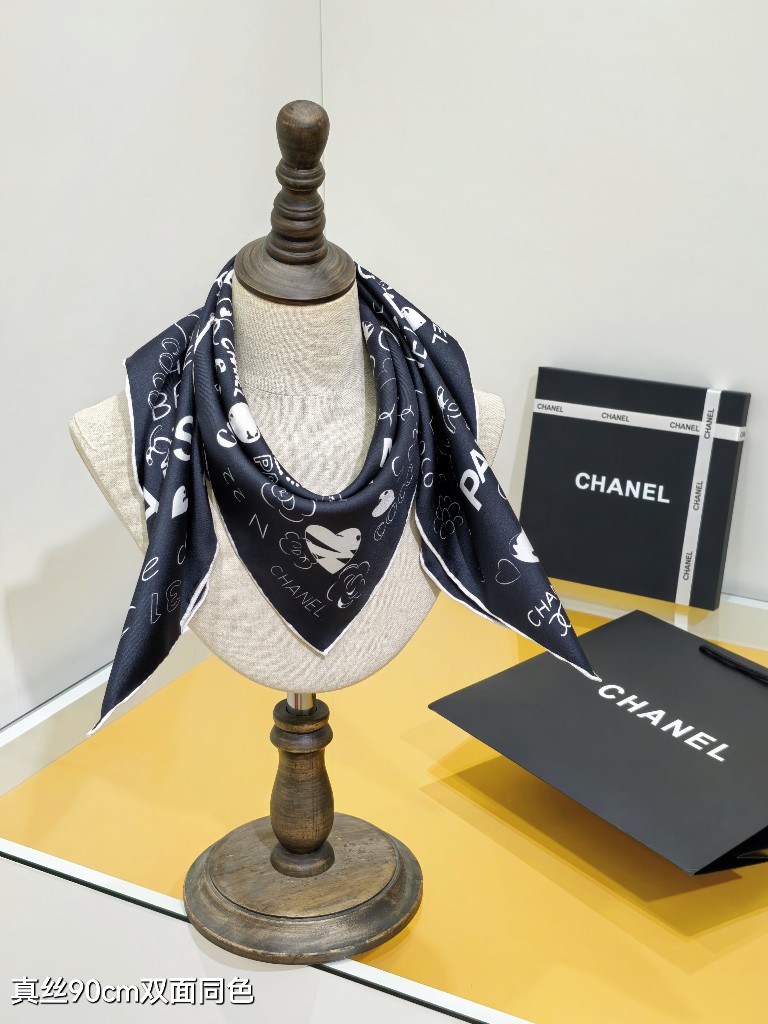 Chanel Double-Sided Silk Scarf-043