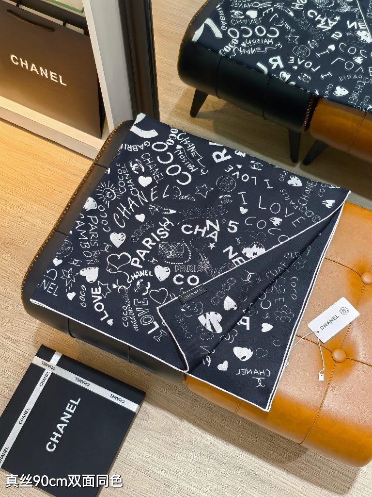 Chanel Double-Sided Silk Scarf-042