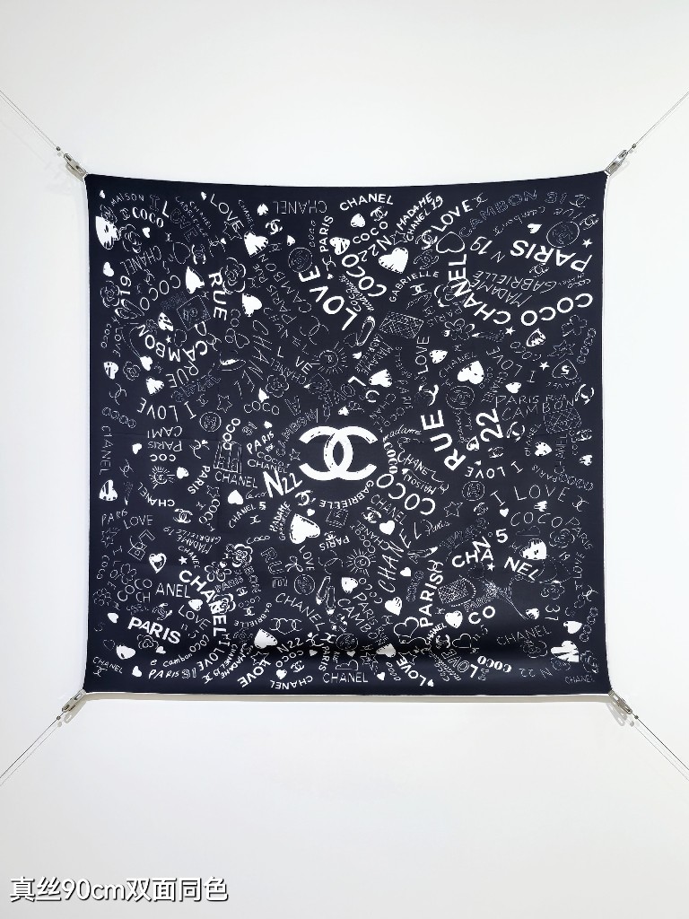 Chanel Double-Sided Silk Scarf-041