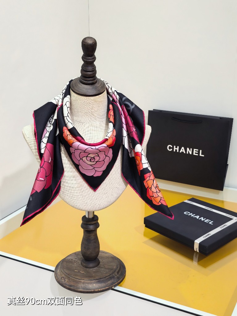 Chanel Double-Sided Silk Scarf-040