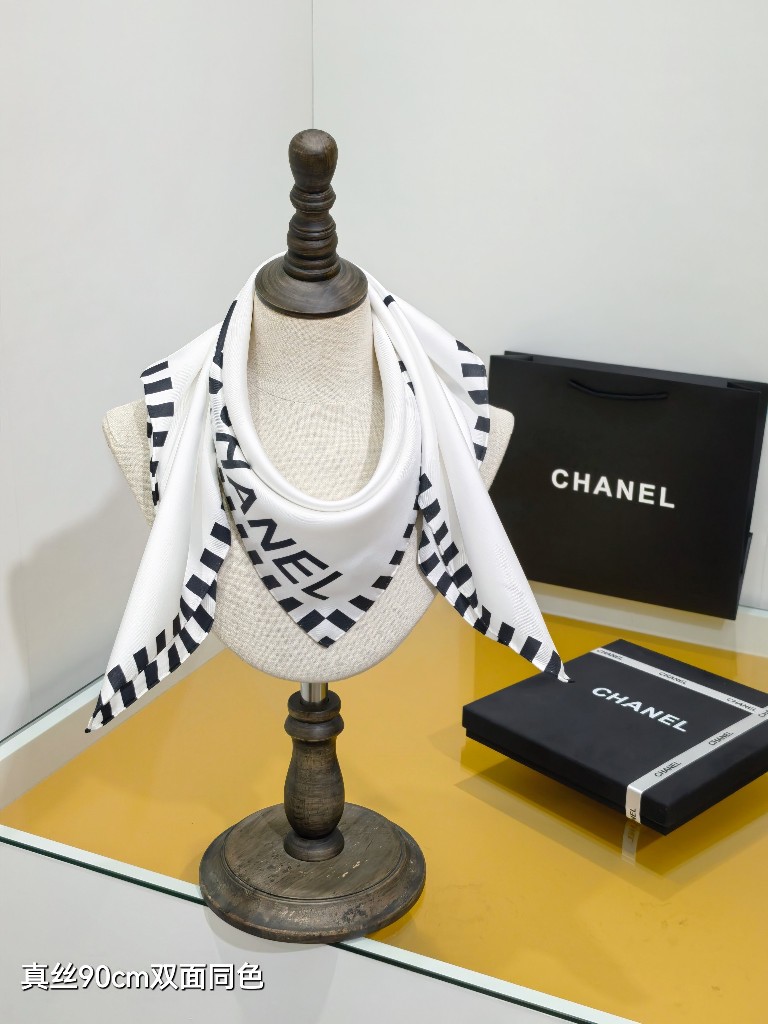 Chanel Double-Sided Silk Scarf-036