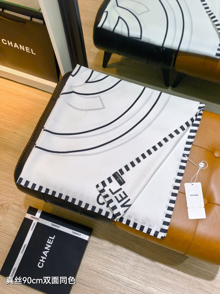Chanel Double-Sided Silk Scarf-035