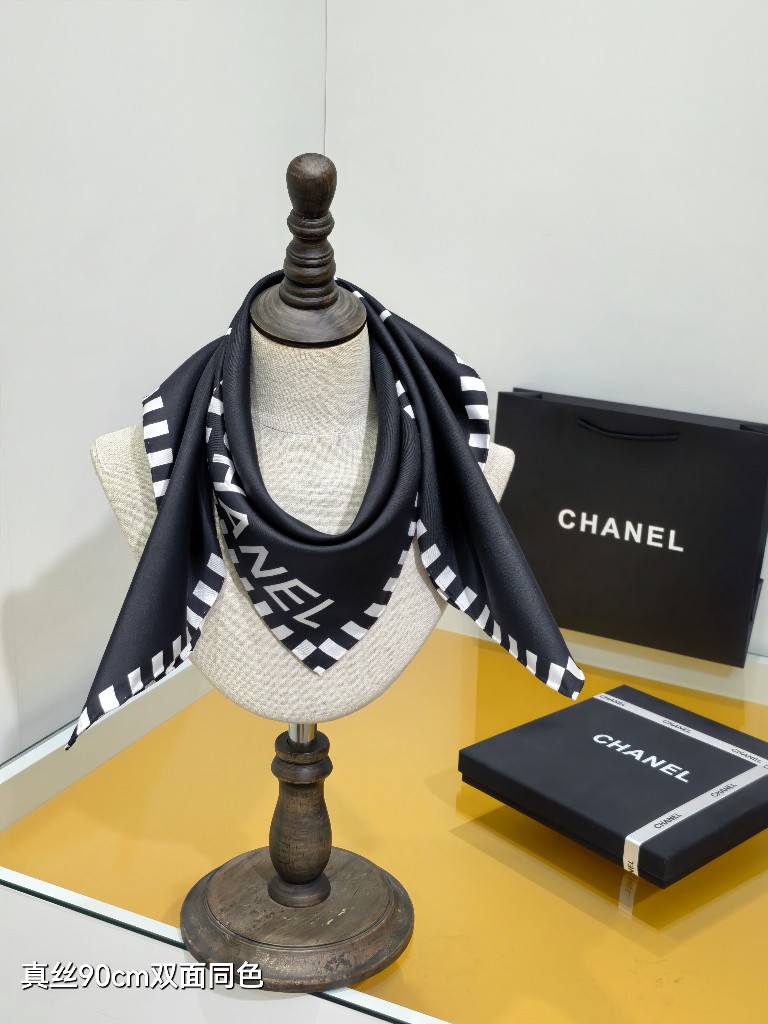 Chanel Double-Sided Silk Scarf-033