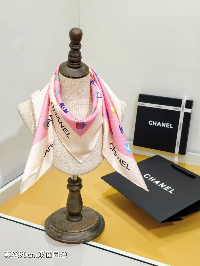 Chanel Double-Sided Silk Scarf-030