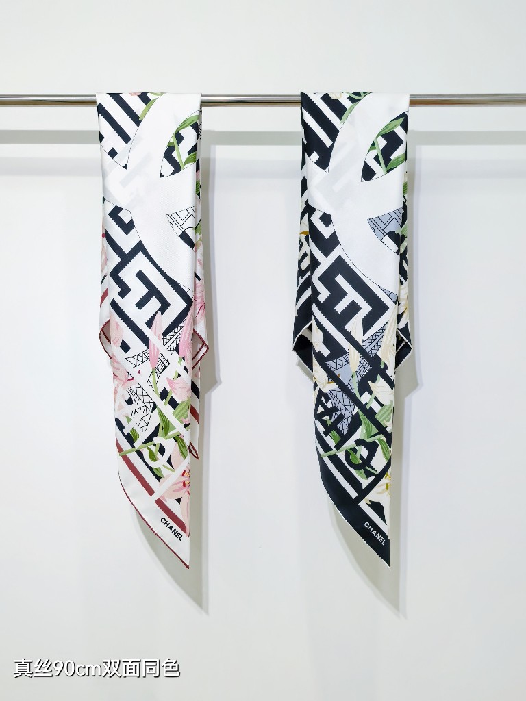 Chanel Double-Sided Silk Scarf-027
